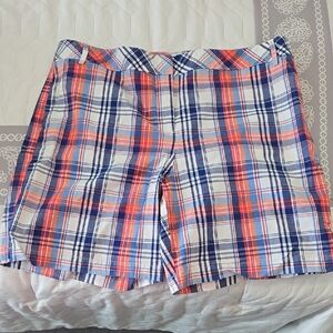 Izod Women's Red and Blue Plaid Shorts